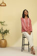 Dusky Pink Cotton Embroidered Straight Top image number 0