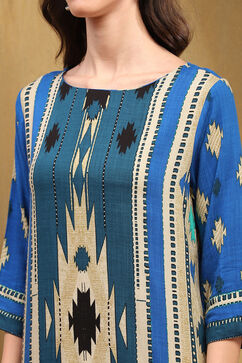 Blue Liva Geometric Printed Straight Kurta image number 1