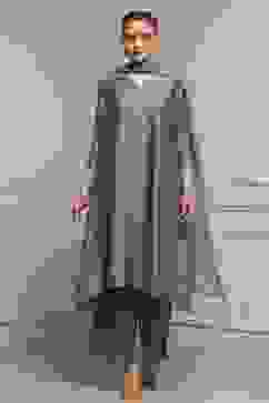 Grey Striped Straight Suit Set image number 6