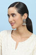 Blue White Brass Jhumka image number 3