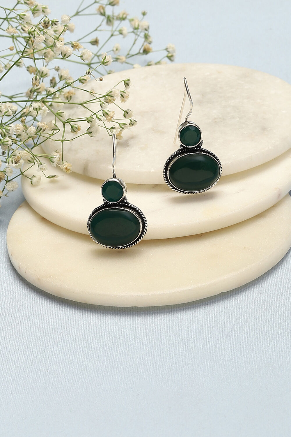 Green Brass Earrings image number 0