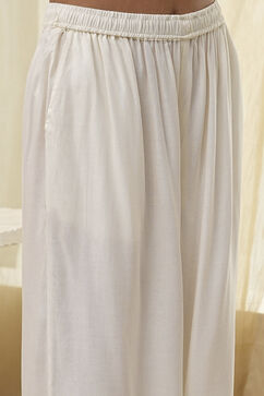 Off-White Viscose Solid Straight Palazzos image number 1