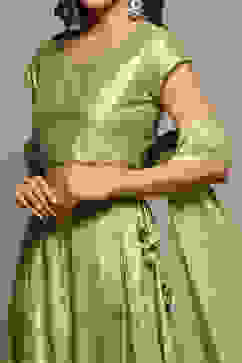 Light Green Cotton Blend Lehenga Set image number 3