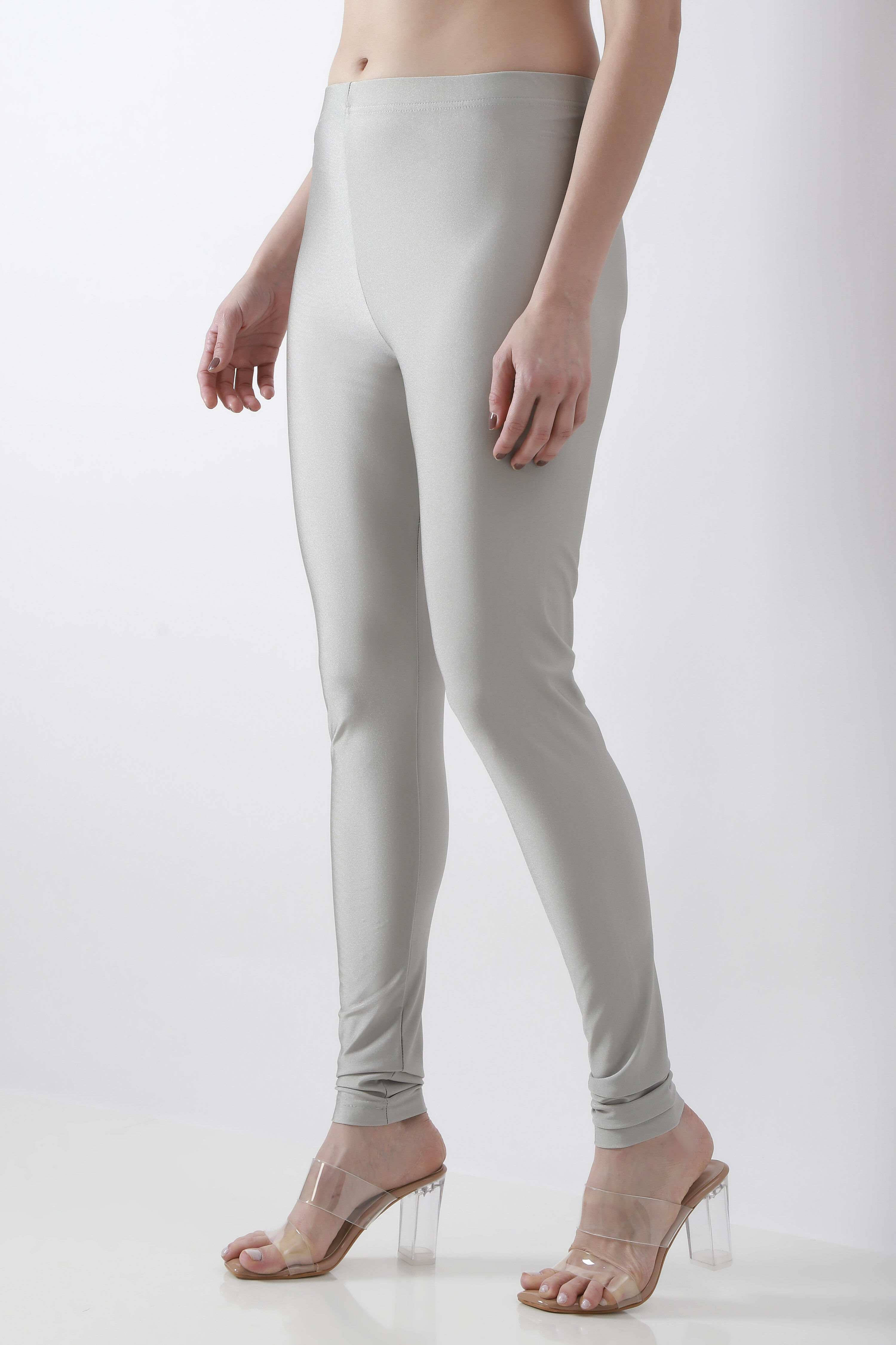 Silver Nylon Blend Leggings image number 2