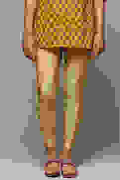 Dull Gold Spandex Solid Leggings image number 5