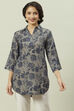 Blue  LIVA Straight Printed Shirt