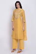 Yellow Poly Cotton Straight Kurta Palazzo Suit Set image number 2