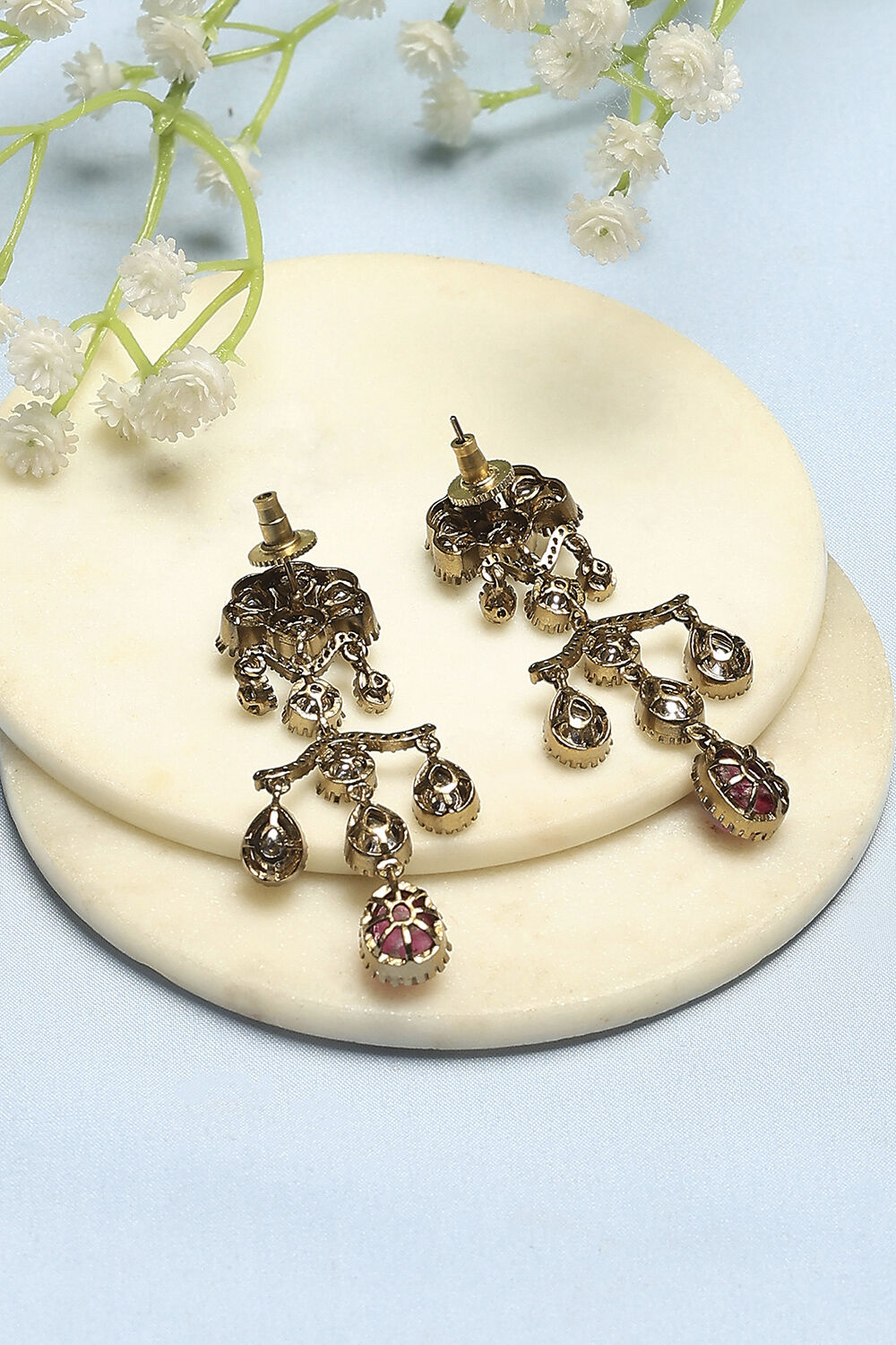 Pink Stone Earrings image number 2