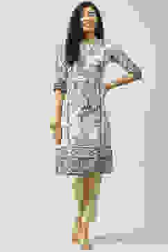 Beige LIVA Straight Printed Kurta image number 5