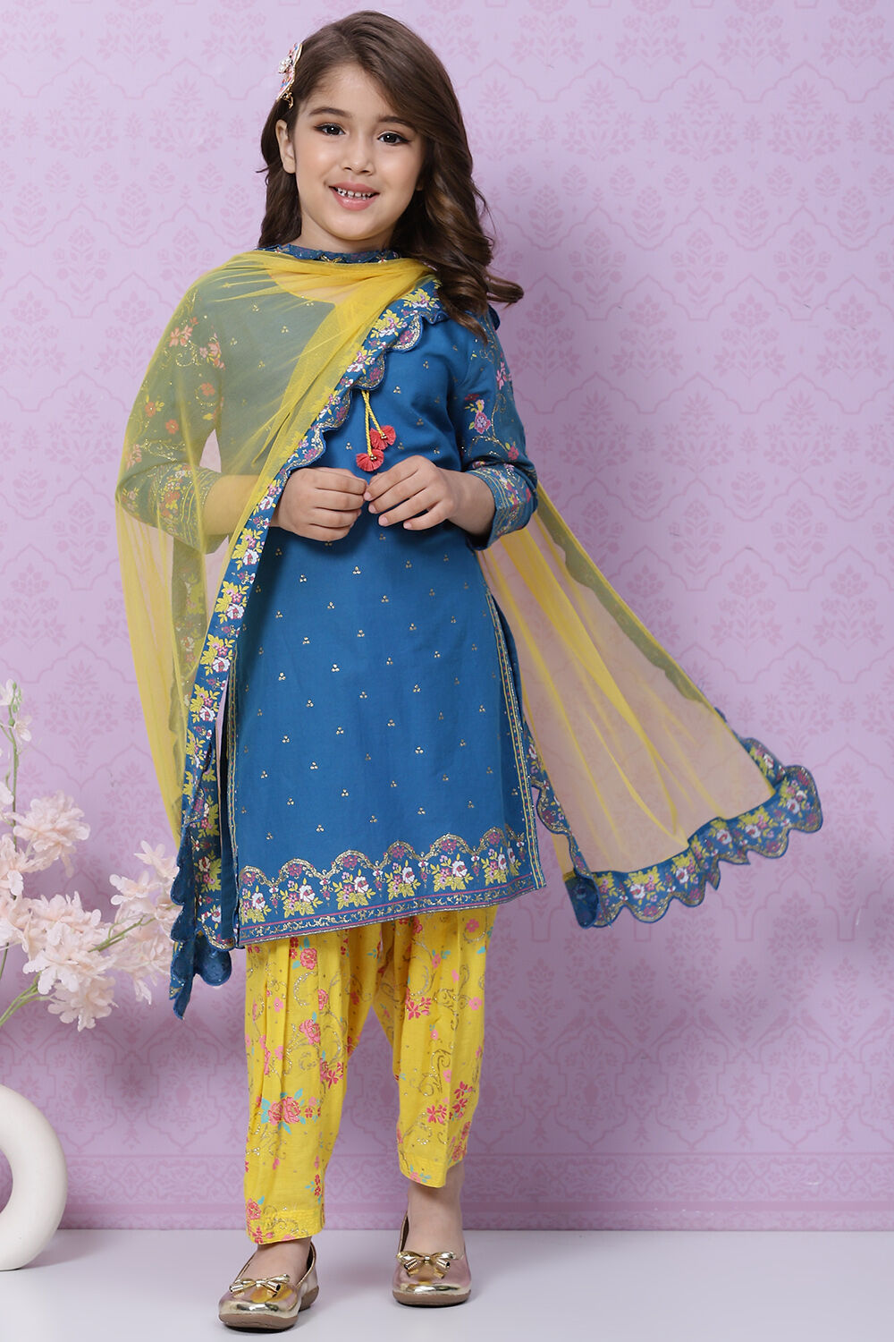 Blue Cotton Straight Kurta Salwar Suit Set image number 7