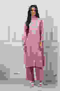 Pink Poly Viscose Straight Suit Set image number 6