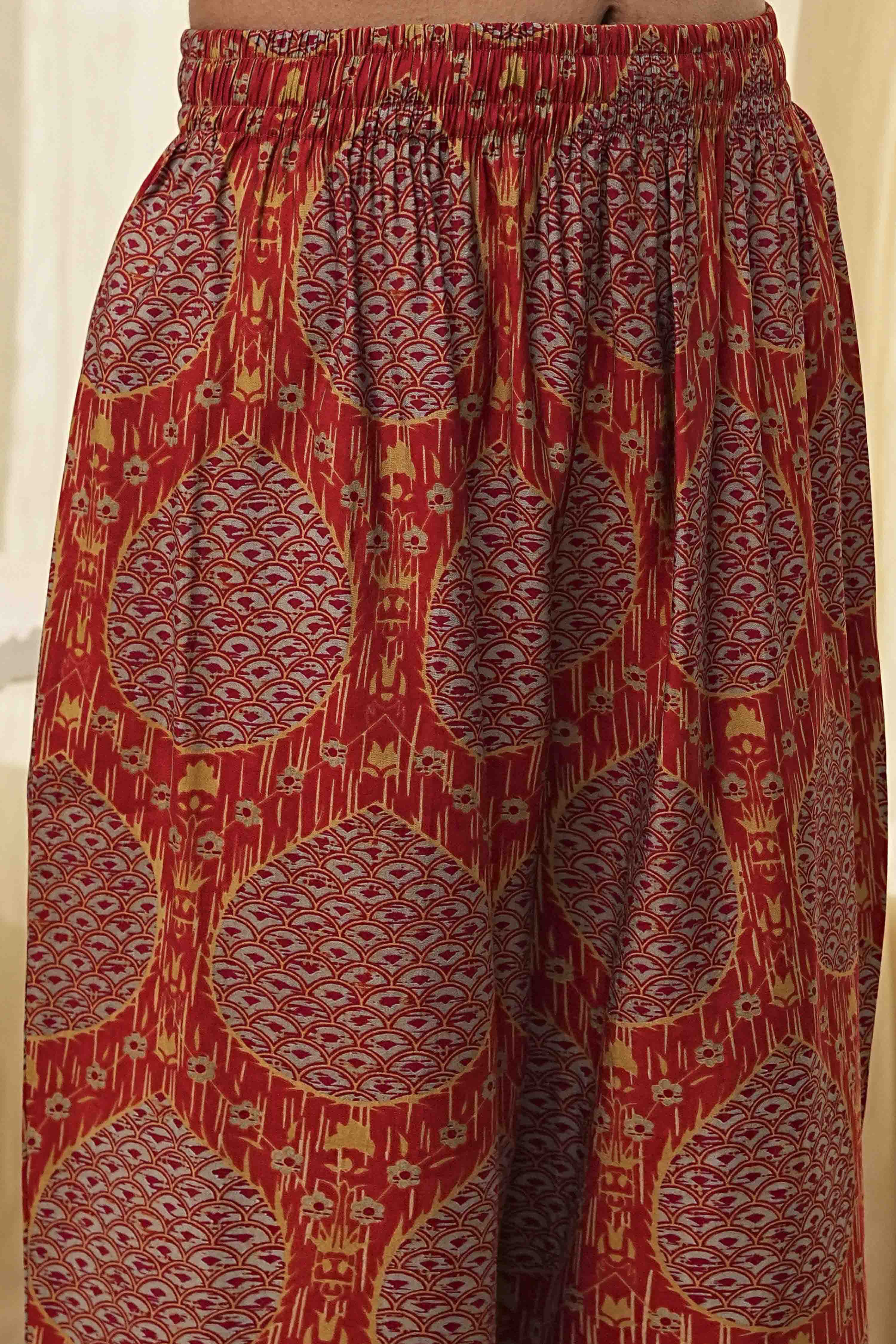 Rust Red Printed Co-ord Set image number 2