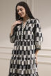Black and White Cotton Tiered Dress image number 1