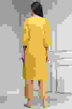 Lime Green Cotton Solid Straight Kurta image number 3