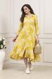 Olive Rayon Printed Straight Dress image number 0
