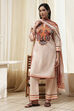 Peach-Toned Cotton Straight Suit Set image number 0