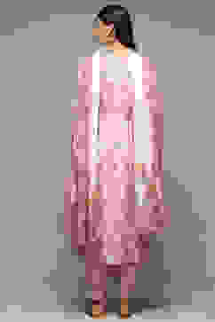 Lilac Cotton Blend Gathered Kurta Suit Set image number 4