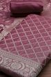 Peach Cotton Printed Embroidered Unstitched Suit Set image number 1