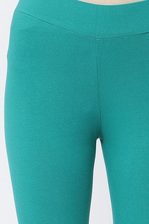 Off White Cotton Lycra Leggings image number 1