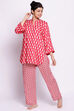 Dark Pink Cotton Printed Loungewear Set image number 3