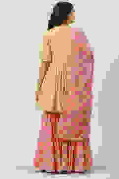 Mango Yellow Cotton Flared Kurta Garara Suit Set image number 4