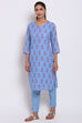 Peach Metallic Cotton Printed Kurta image number 3