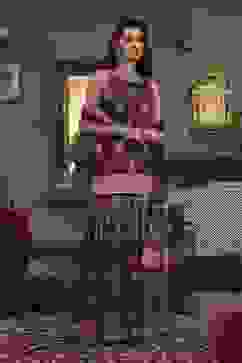 Purple Chanderi Digital Printed Garara Straight Suit Set image number 6