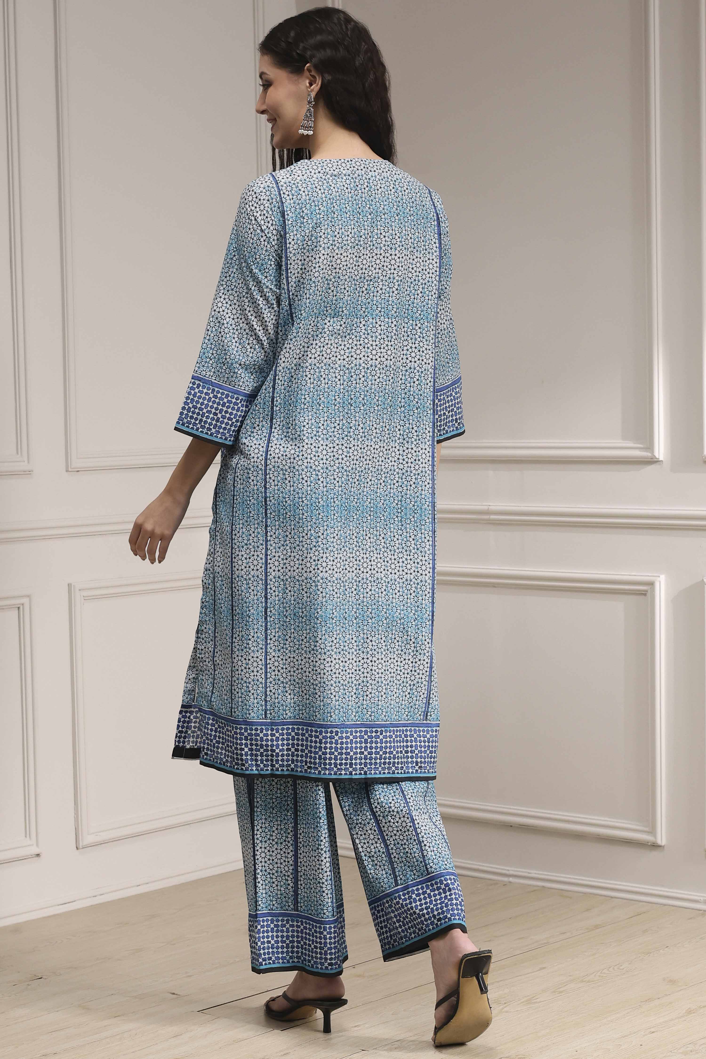 Brown Cotton Printed Straight Suit Set image number 4