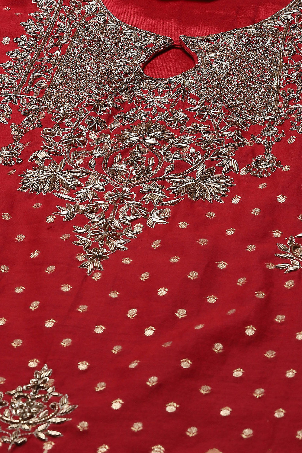 Red Rayon Straight Kurta Salwar Suit Set image number 1