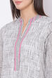 Off White Cotton A-Line Kurta Slim Pant Suit Set image number 1
