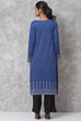 Blue Straight Poly Metallic Kurta image number 4