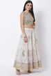Olive And Ivory Poly Cotton Lehenga Set image number 3