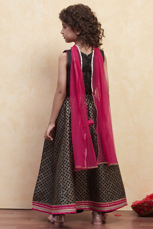 Black Polyester Lehenga Set image number 4