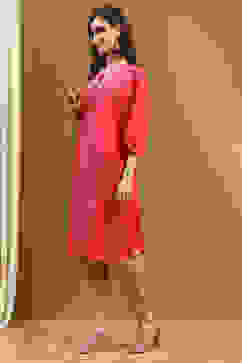 Pink Viscose Blend Straight Kurta image number 2