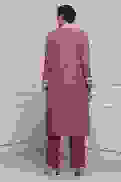 Red Printed Straight Winter Suit Set image number 4