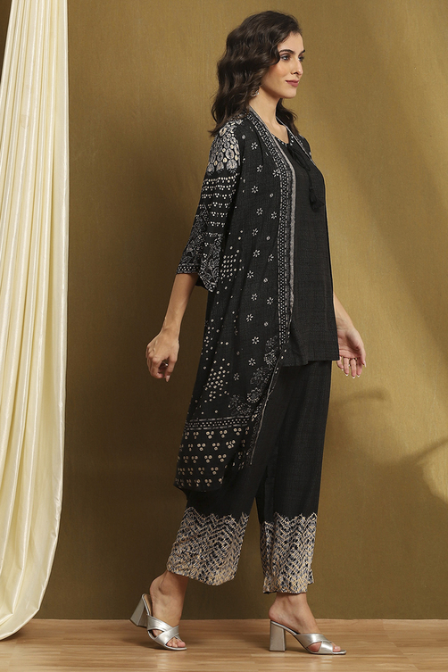Black Printed Fusion Co-ord Set image number 5