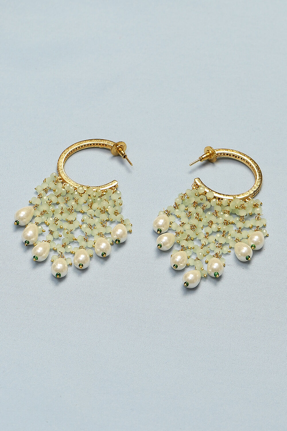 Mint Green Brass Earrings image number 2