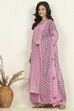 Purple Cotton Unstitched Suit Set image number 1