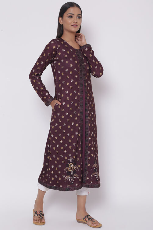 Olive Green Winter Yarndyed Kurta image number 3