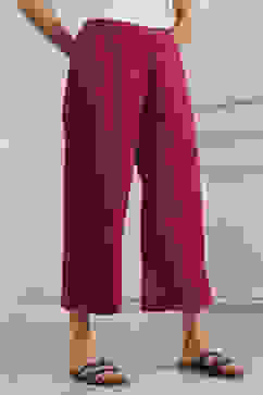 Pink Cotton Straight Palazzos image number 3