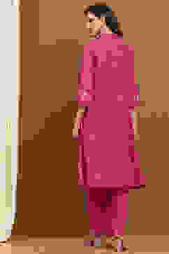 Pink Modal Bandhani Printed A-Line Suit Set image number 4