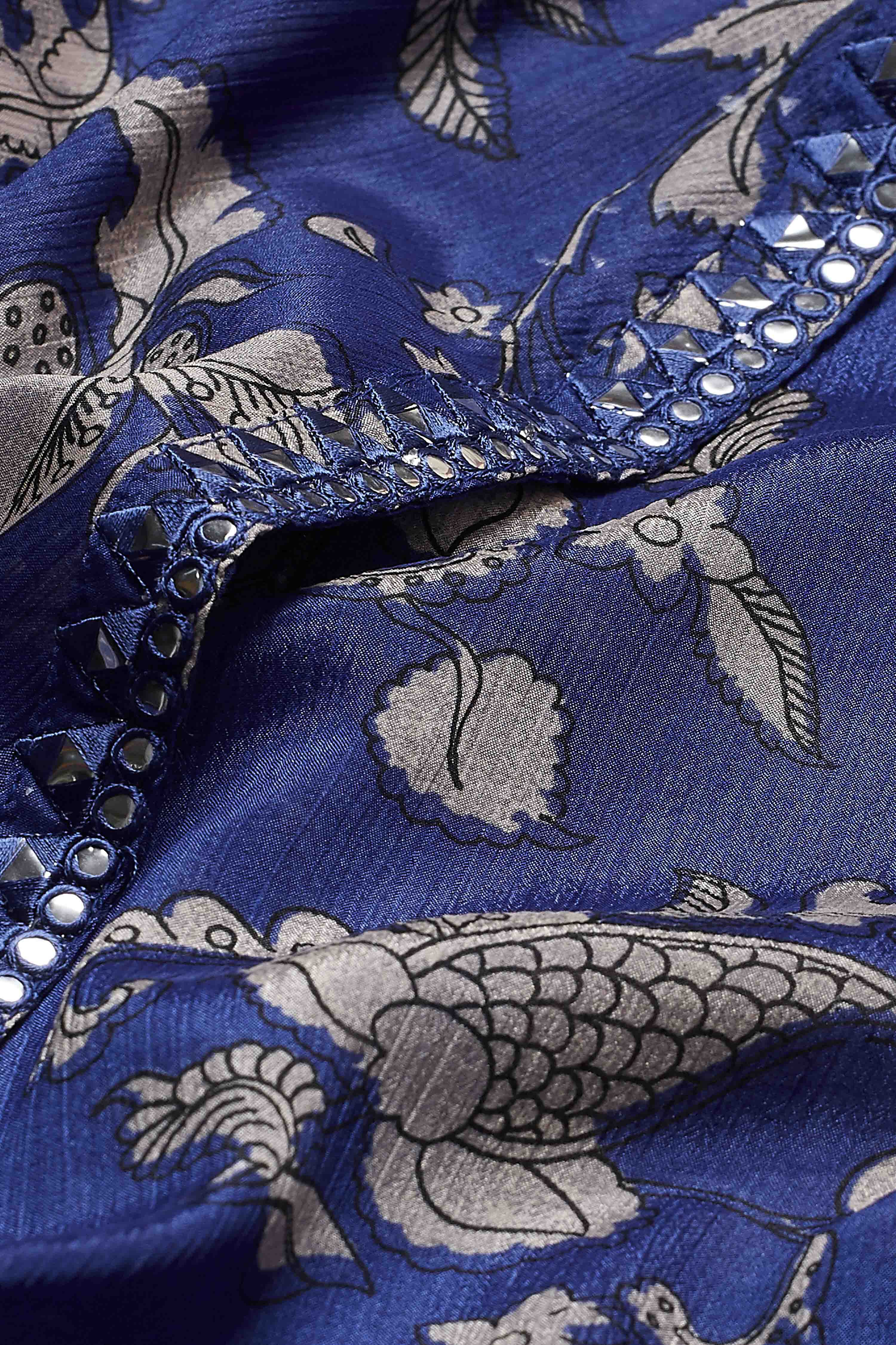Bright Blue Polyester Straight Saree image number 3