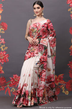 Rohit Bal Off White Cotton Silk Printed Saree image number 5