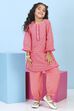 Peach Cotton Printed Straight Suit Set image number 6
