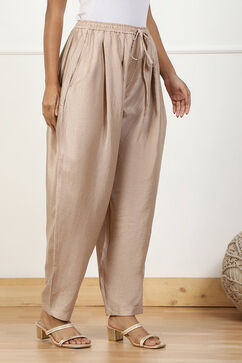 Beige Polyester Palazzo Pants image number 3