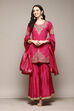 Fuchsia Viscose Blend Straight Kurta Garara Suit Set image number 7