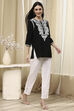 Black Embroidered Straight Short Kurta image number 0