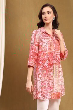 Fuchsia Viscose Straight Kurti image number 4