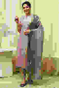 Gray Tissue Printed Unstitched Suit Set image number 7