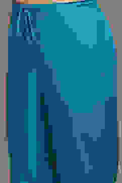 Turquoise LIVA Gathered Yarndyed Kurta Afgan Pant Suit Set image number 2